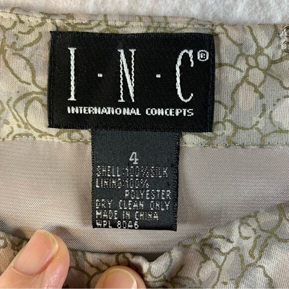 Vintage INC 100% Silk Slip Dress Sz 4 Gray Iridescent Floral Y2K Soft Girl - Picture 11 of 13